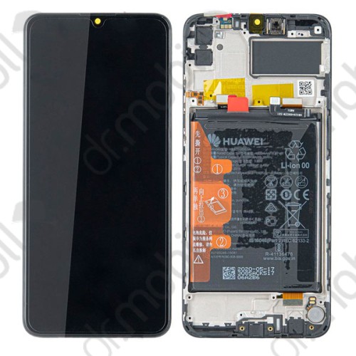 Kijelző érintőpanel LCD Huawei Y6p, Honor 9A fekete komplett kerettel (akkumulátor, hangszóró) 02353LKV